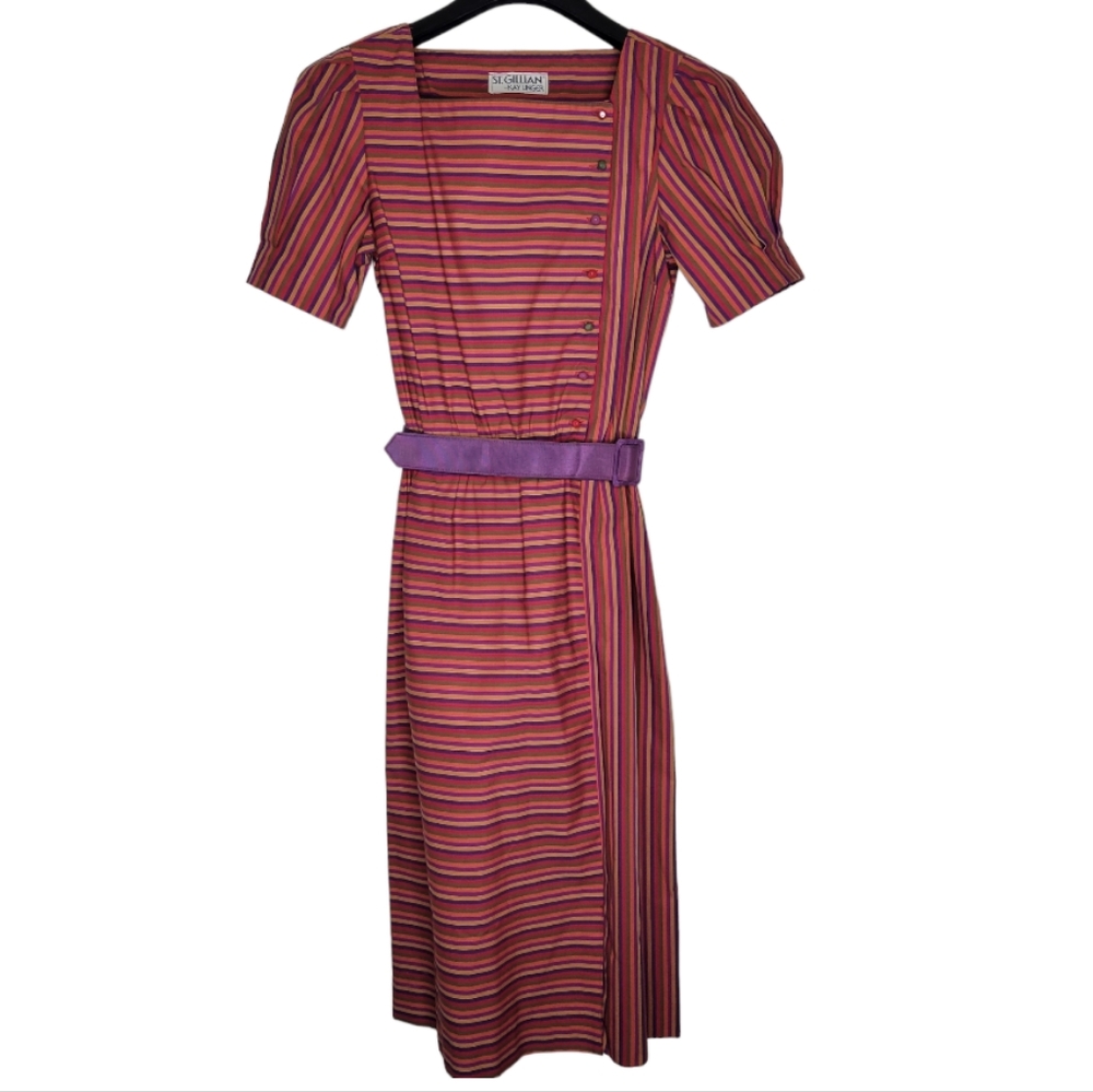 Vintage Striped Pink and Purple Dress